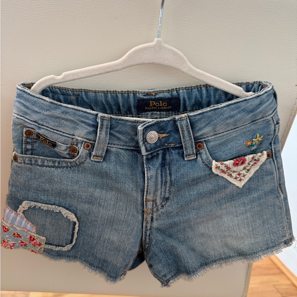 Polo Ralph Lauren Big Girls Distressed Cotton Denim Shorts Size 6X